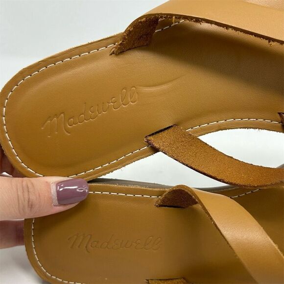 Madewell Women's Leather Slip On Thong Sandals Brown Size 9.5 Summer Casual - Picture 12 of 13